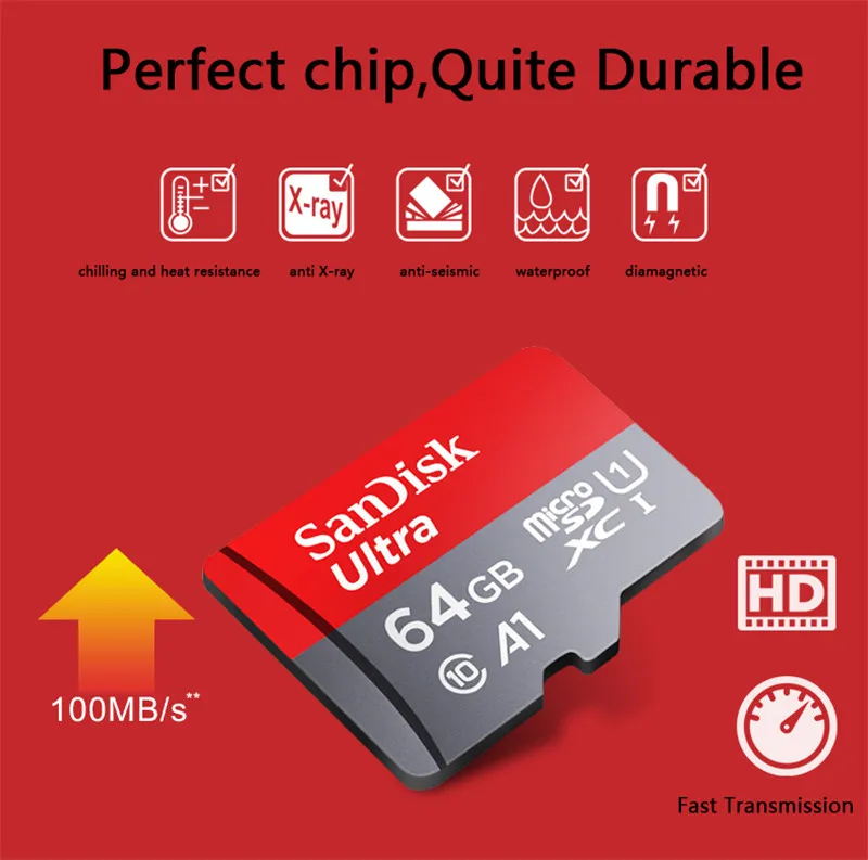 Двойной флеш-накопитель SanDisk Ultra картой Micro SD объемом 16 Гб оперативной памяти, 32 Гб встроенной памяти, microSDHC 64 Гб 128 ГБ microSDXC UHS-I слот для карт памяти 98 МБ/с. TF карта для смартфона