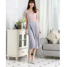 201 Летняя женская элегантная складчатая юбка с высокой талией длинная юбка женская Высококачественная Женская юбка миди черный розовый Saia