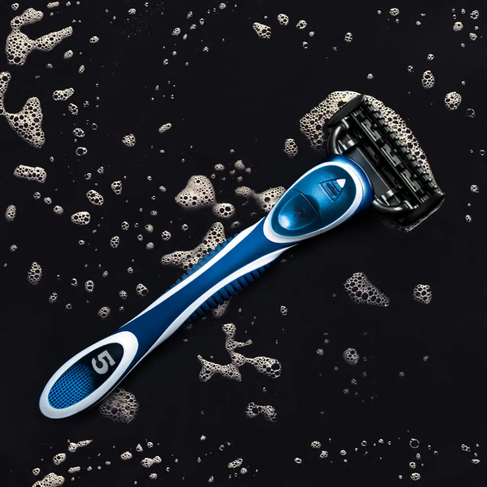 QSHAVE Blue Series 5 Layer USA Blade ручная Бритва для мужчин бритвенный станок с 2 лезвиями X5 имя