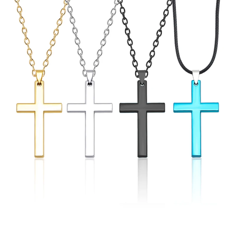 

Sleek Minimalist Cross Necklace For Women Christian Stainless Steel Cross Metal Pendant Men's Necklace Jewelry Gift