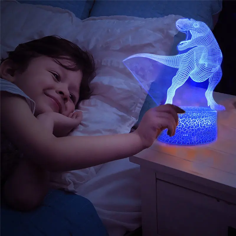 Динозавр 3D ночник дистанционный Настольный Светильник Светодиодный настольный ночной декор с подсветкой освещение для маленьких детей день рождения праздничные подарки для подружки