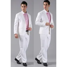 Custom Made New Men Suits Slim Custom Fit Tuxedo Brand Fashion Bridegroom Business Dress Wedding Suits White (Jackets+Pants)