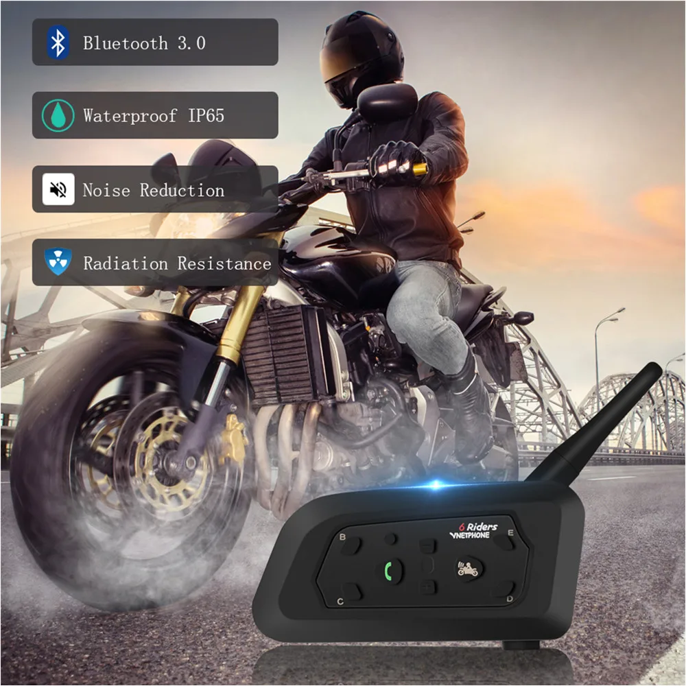 Многофункциональный 1200 м Мотоциклетный шлем беспроводное радиоустройство Bluetooth шлем гарнитуры Moto Intercomunicador для 6 всадников Interphone