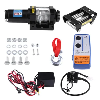 

4000lb Electric Winch Wire Recovery Winch Cable Pull Kit 1.2kw 1.6HP 12V DC Permanent Magnet Motor Winch ATV Trailer Truck Car