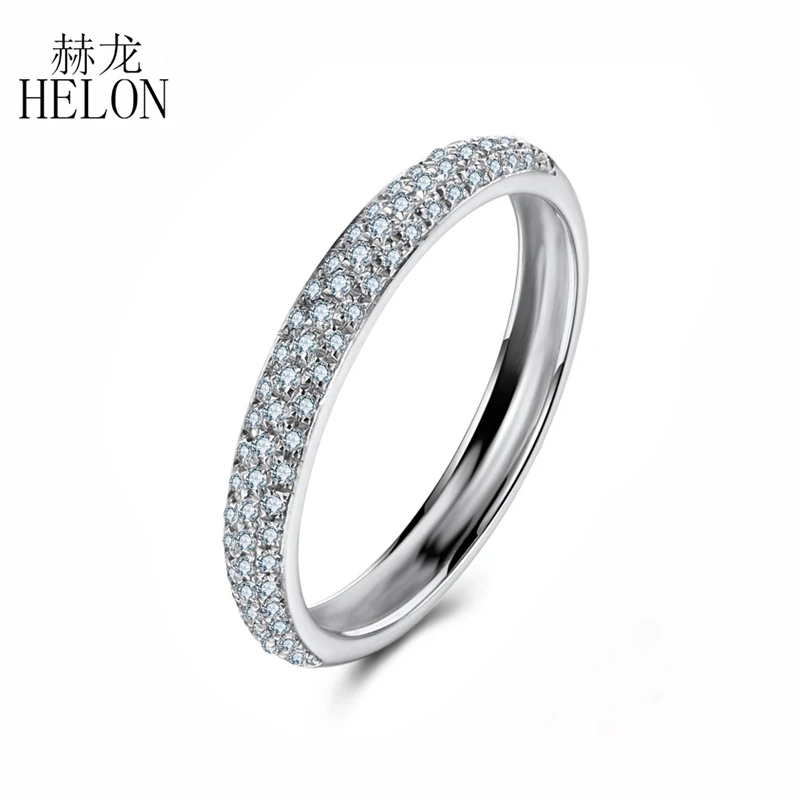 

HELON Diamonds Band Solid 10k White Gold Women's Jewelry Natural Diamond Elegant Cluster Engagement & Wedding Fine Ring Band