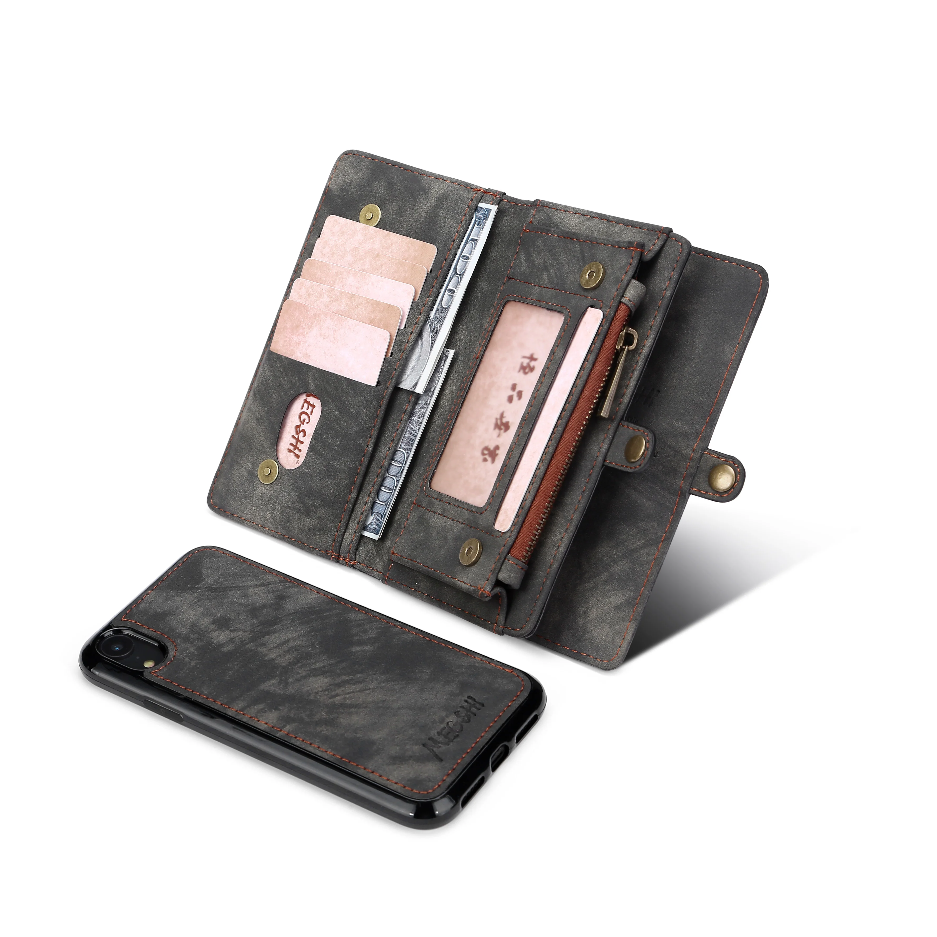 

Business Wallet Multifunctional Zipper Wallet Case Detachable Magnetic Back Cover Luxury Leather Case For HUAWEI P30