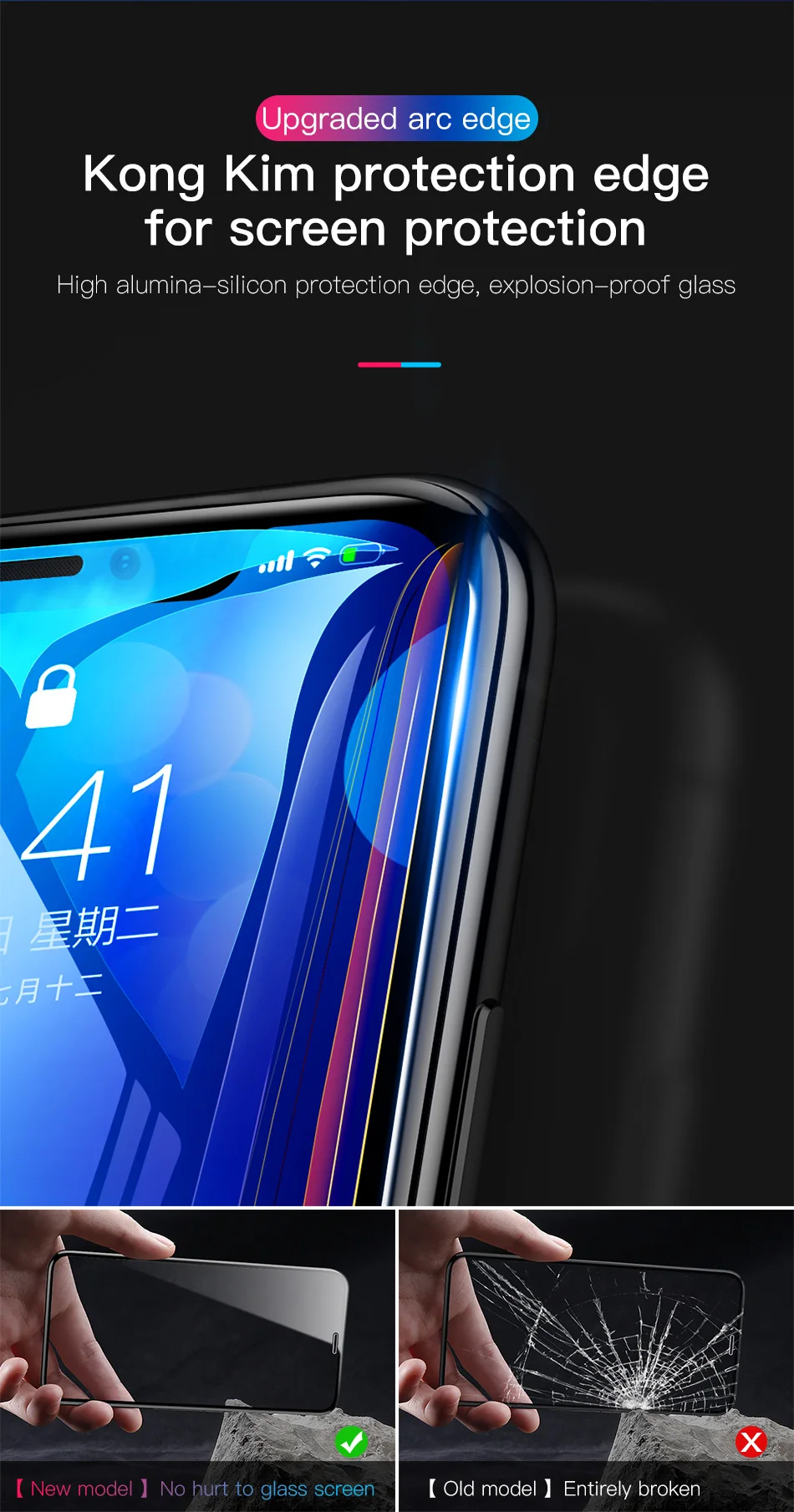 Baseus 7D полное покрытие края закаленное стекло для iPhone X протектор экрана 0,3 мм 9 H Передняя защитная стеклянная пленка для iPhone X стекло e