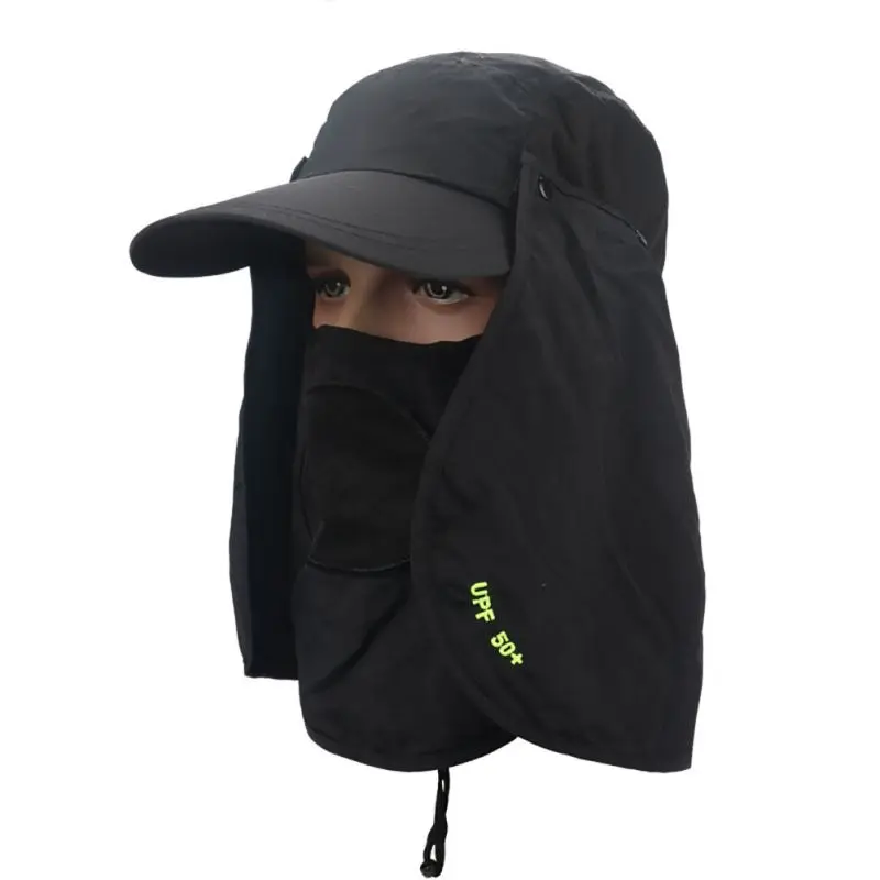 

Summer Women Men Outdoor Sport Fishing Hiking Hat UV Protection Face Neck Flap Sun Caps Solid Color Sun-proof Hats