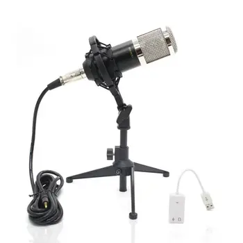

BM-800 Studio Live Streaming Broadcasting Recording Condenser Microphone Sound Card Triangle Bracket Kit Recording KTV Karaoke
