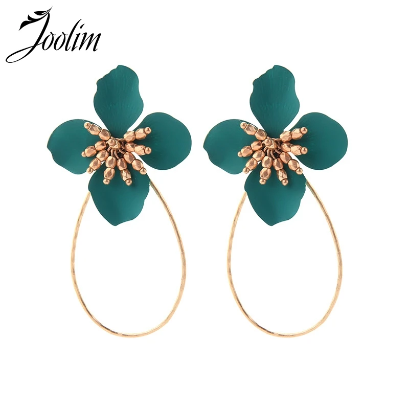 

Joolim Jewelry Wholesale/Bronze Red Green Gray Flower Drop Earring Big Earing