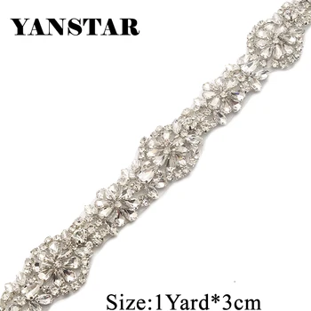 

YANSTAR 3CM*5Yards Rhinestones Appliques Wedding Belt Rose Gold Crystal Rhinestones Appliques trim for Bridal Accessory YS813