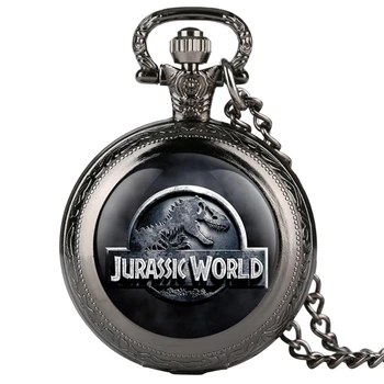 

Jurassic World 2 Dinosaur Building Blocks Quartz Pocket Watch Necklace Jurassic Dinosaur Figure Bricks Tyrannosaurus Rex Pendant