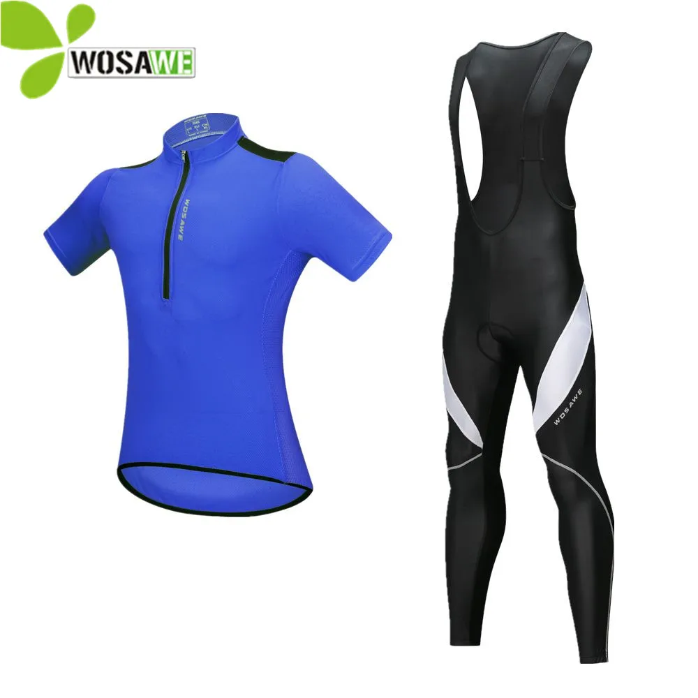 

WOSAWE MTB Bike Cycling Clothing Men Short Sleeve Shirts Bib Pants Kit Reflective Bicycle Uniform Sports Cycle Jersey Sets