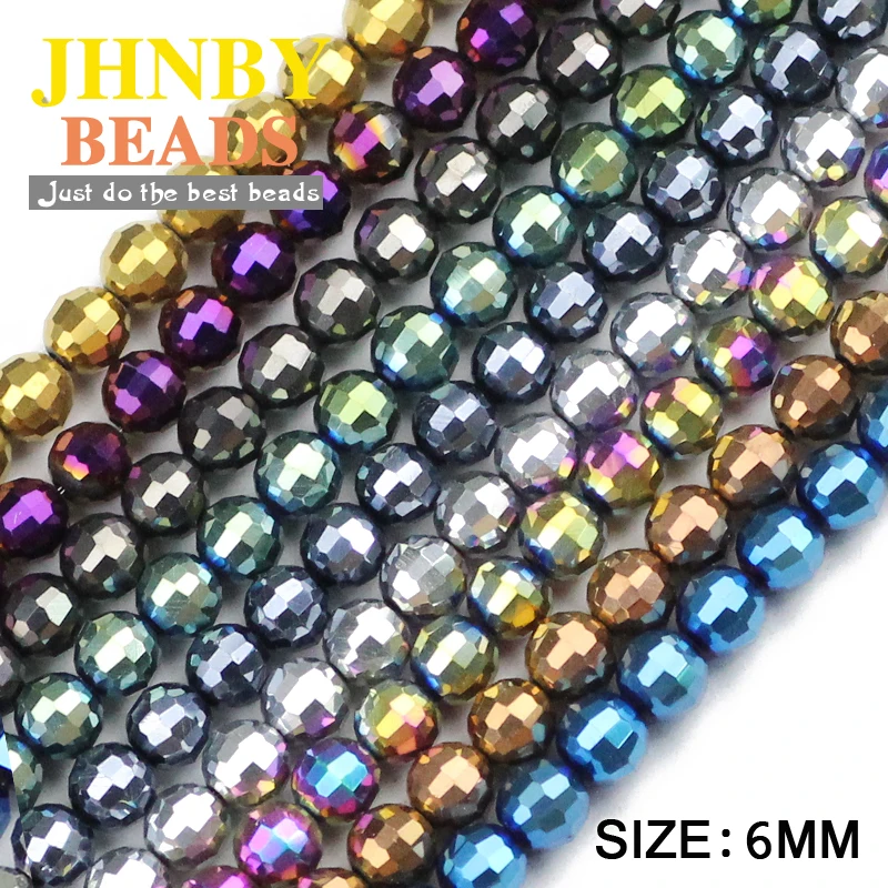 

JHNBY 96 Faceted Football Austrian crystal beads 50pcs 6mm plated color Round Loose bead Jewelry bracelet accessories making DIY