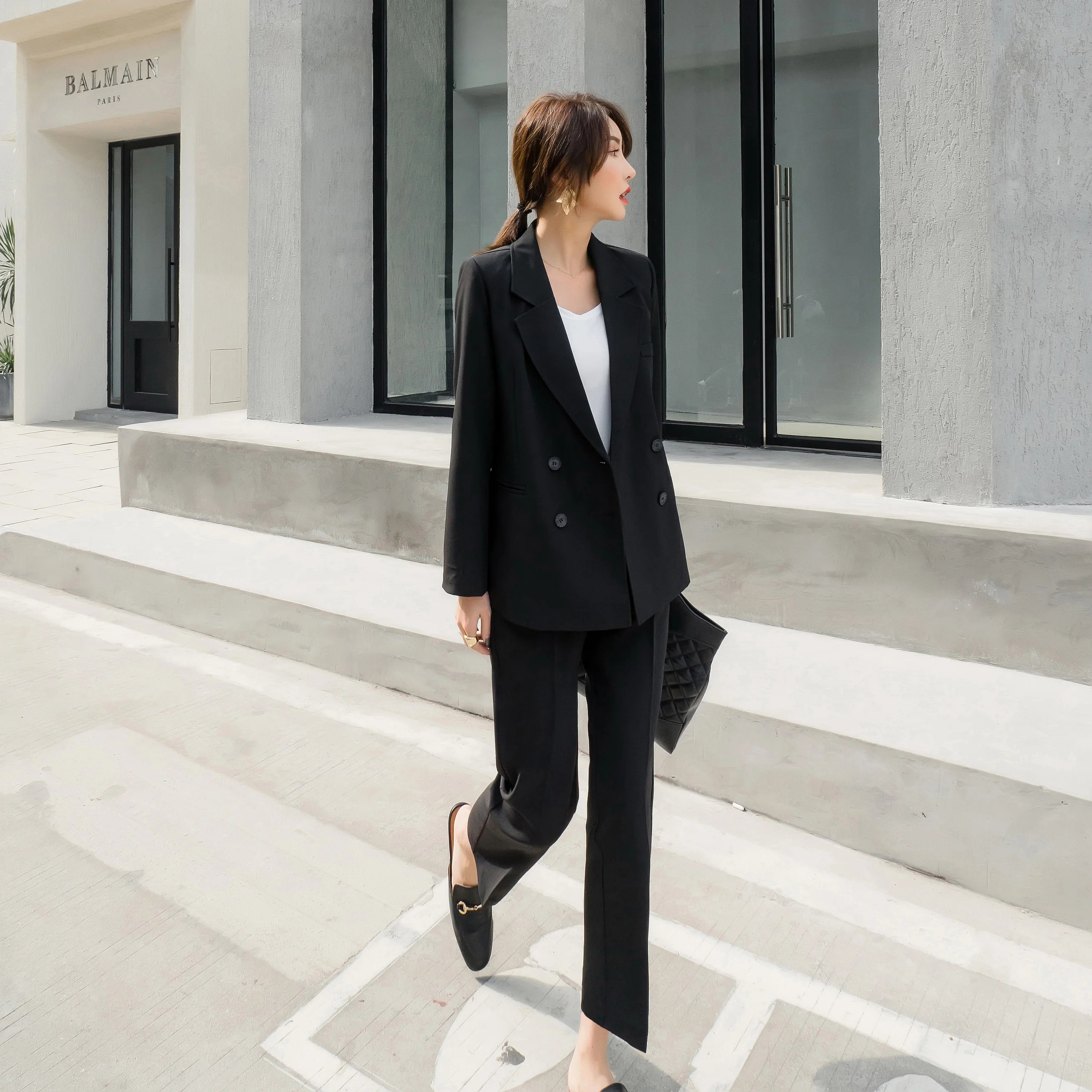 

Small suit two-piece suit Slim temperament women's casual temperament jacket nine pants suit female pioneers office ladies dress
