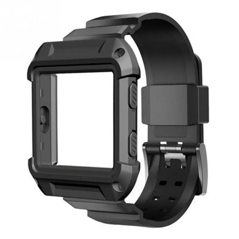 

Women's Man's Rugged protective case with Silicone wrist strap bands for Fitbit Blaze watch Black White Red