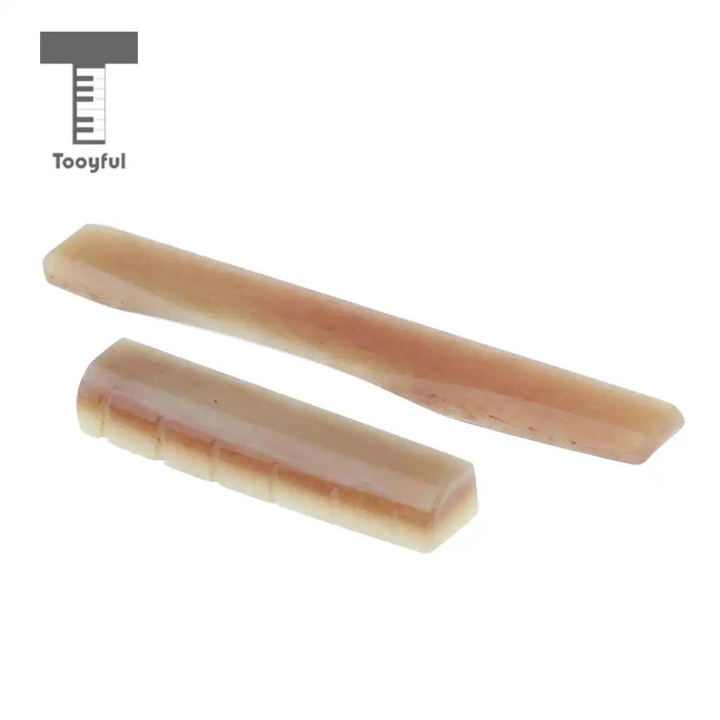 2pcs Acoustic Guitar Bridge Saddle Nut Guitar Replacement Parts Camel Bone