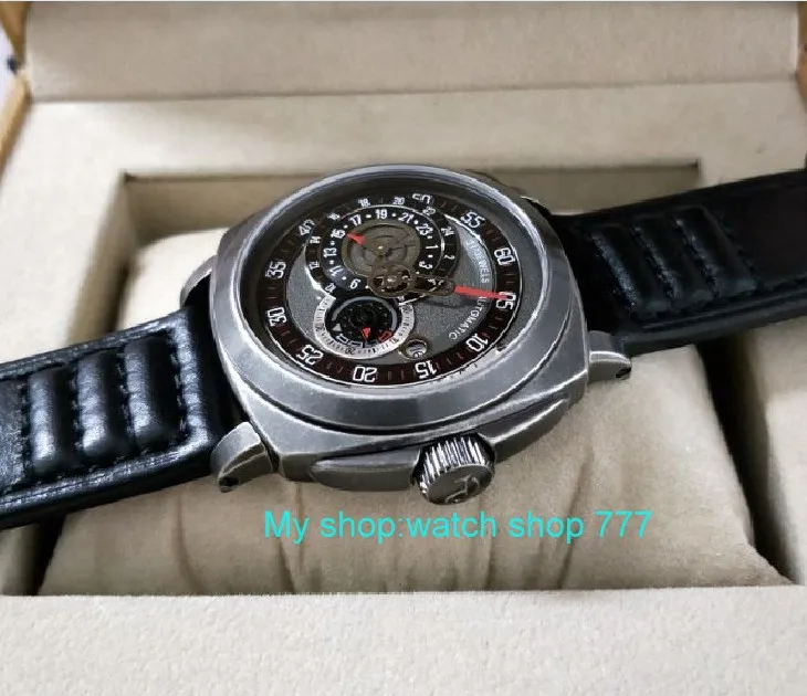 43mm PARNIS Japanese Automatic Self-Wind movement men's watch Auto Date 24-hour display Mechanical