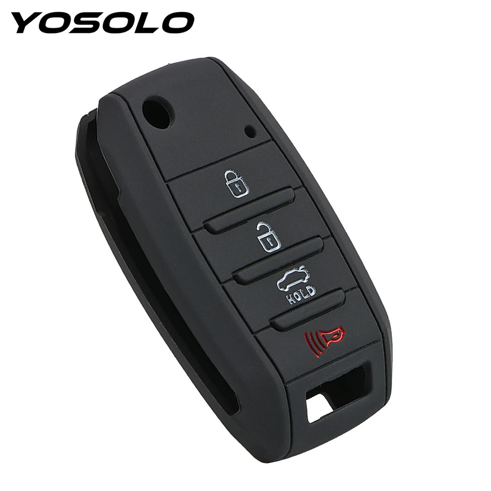 

YOSOLO 4 Button Car Key Cover Silicone Key Case For KIA rio Sportage 2016 ceed Sorento cerato K2 K3 K4 K5 Key Bag