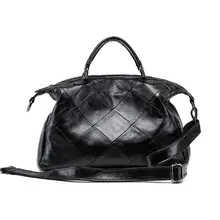 Женская модная клетчатая сумка-тоут, первый слой воловьей кожи, модная сумка через плечо на молнии, большие объемные ручные сумки