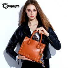 Women Genuine Leather Handbag 2018 New Female Rivets Genuine Leather Handbags Pentacle Stars mercer Hand Bills