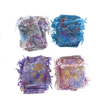 

New Hot Selling 50PCS/Pack7x9cm Wholesale Coralline Organza Jewelry Pouch Wedding Party Favor Gift Bags
