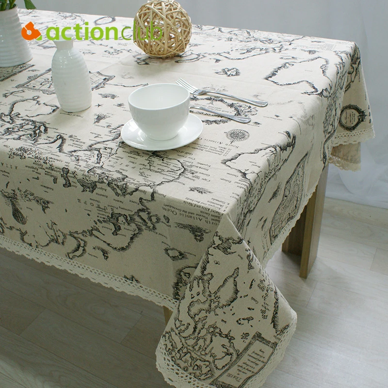2016 New Arrival Table Cloth World Map High Quality Lace Tablecloth Decorative Elegant Table Cloth Linen Table Cover HH1534