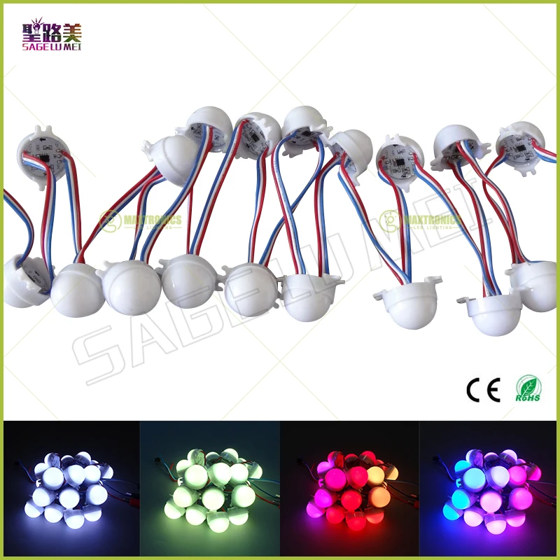 200 шт. DC12V ws2811ic 30 мм Диаметр прозрачный/молочный покрова 3LED 5050 RGB LED Pixel Модуль полный Цвет LED точка водонепроницаемый IP68