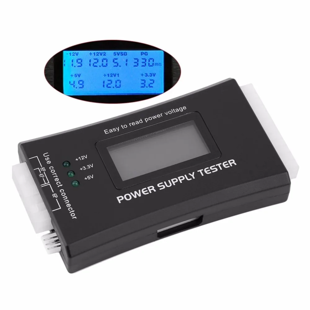 1 جهاز كمبيوتر شخصي PC امدادات الطاقة فاحص مدقق 20/24 دبوس SATA HDD ATX BTX متر LCD الجملة مخزن