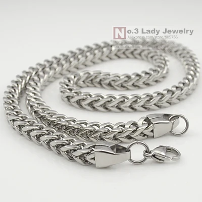

Gokadima Silver Color Stainless Steel Square Double Chain Necklace for Mens Jewellery, 55cm, 6mm, High Polished Quality, WN224