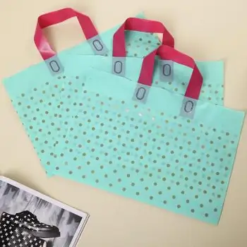 

50 pcs plastic gift bags with handles plastic packaging bag carrier bag for shopping high quality plastic bags wholesale