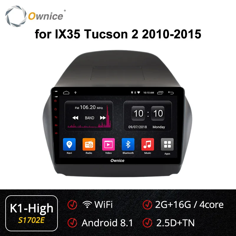 Ownice K1 K2 K3 k5 k6 2Din Octa Core 4G DSP 360 панорама Android 9,0 автомобиль радио плеер для hyundai IX35 2010- навигация GPS, DVD - Цвет: S1702 K1-High