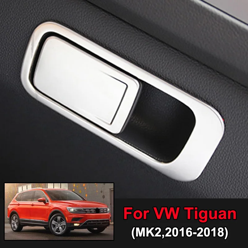 

AX Chrome Inner Glove Box Storage Box Handle Cover Trim Cap Overlay Molding Garnish For Volkswagen VW Tiguan MK2 2016 2017 2018