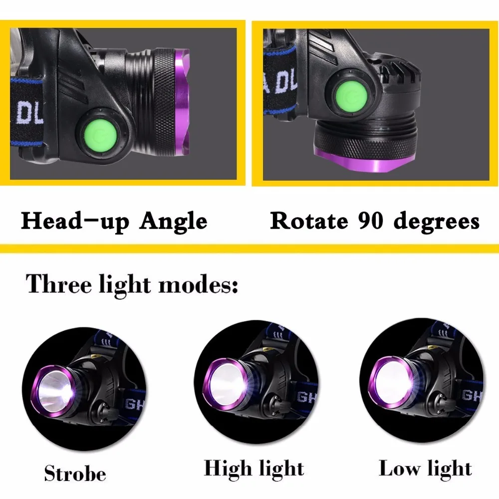 3000lm CREE xm-l XML T6 Светодиодные фары фара глава факел Кемпинг Освещение Spotlight для Охота + AC Зарядное устройство машины зарядное устройство fa