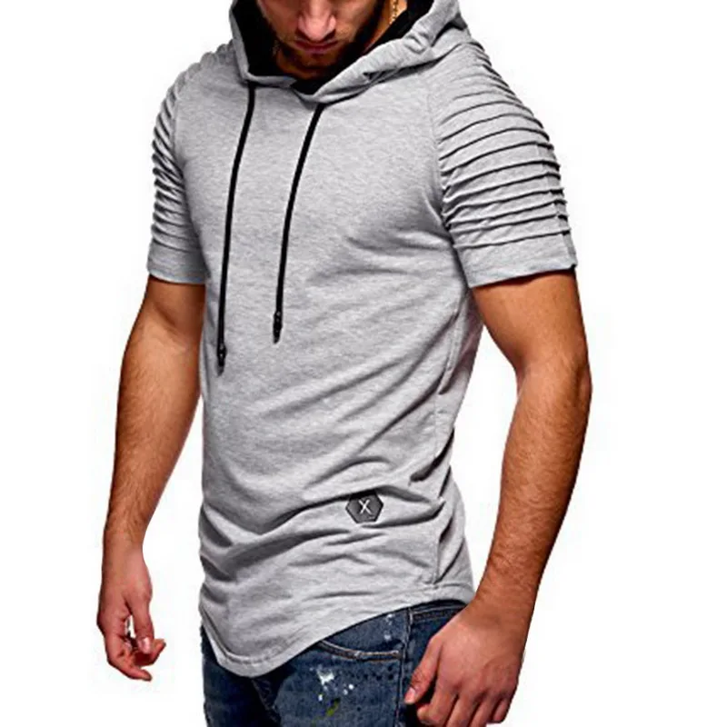 

Laame Men's T Shirt 2019 Summer Fashion Hooded Sling Short-Sleeve Tee Male T-Shirt Slim Male Tops Camisa Masculina Plus Size 3XL