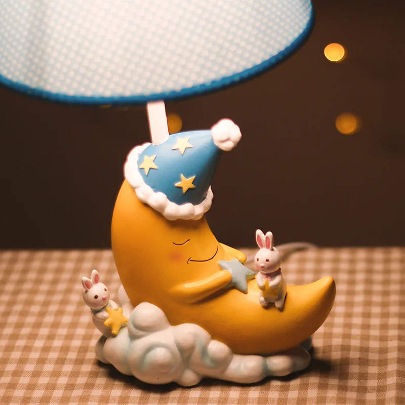 Lovely Animals and Sleeping Moon Cartoon Cute Children Room Desktop Night Lights Kids Table Lamp As