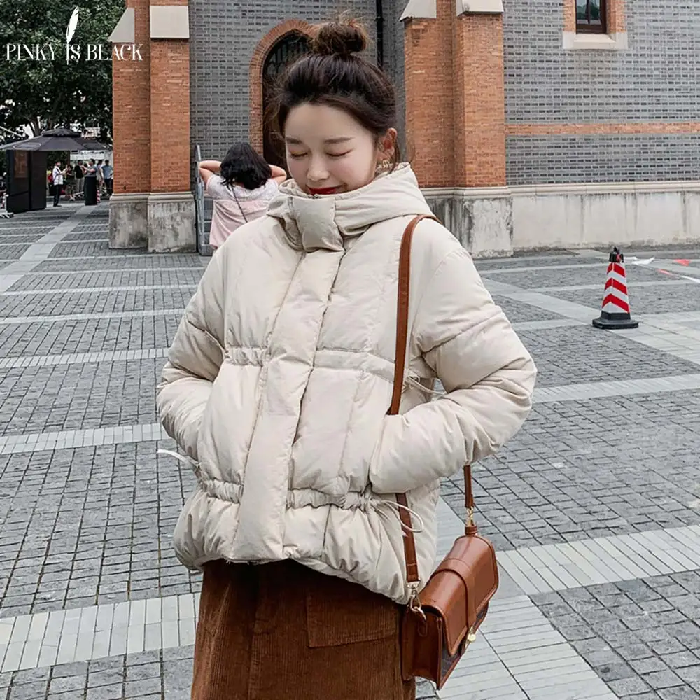PinkyIsBlack зимняя куртка женские короткие парки утепленная верхняя одежда однотонные зимние пальто с капюшоном Женская хлопковая куртка женская с подкладкой