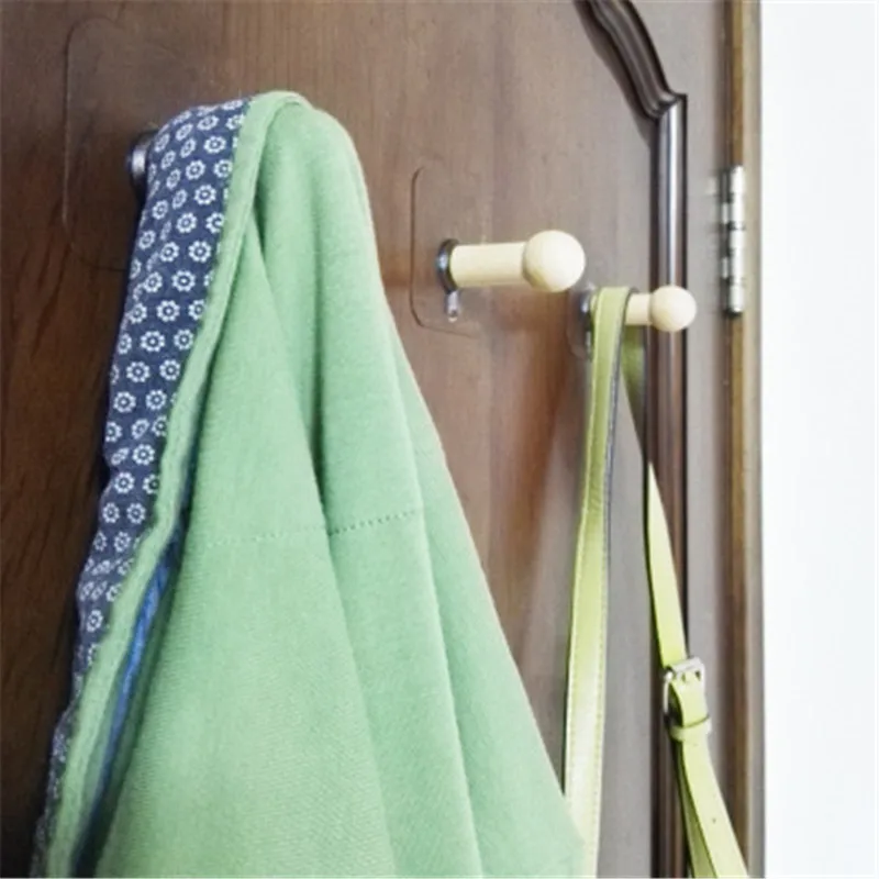 

4Pcs/set New Bathroom Door Coat Hanger Quality Wooden Practical Wall Hanger Clothes Hanging Rack Holder Hooks For Bags Towel Hot