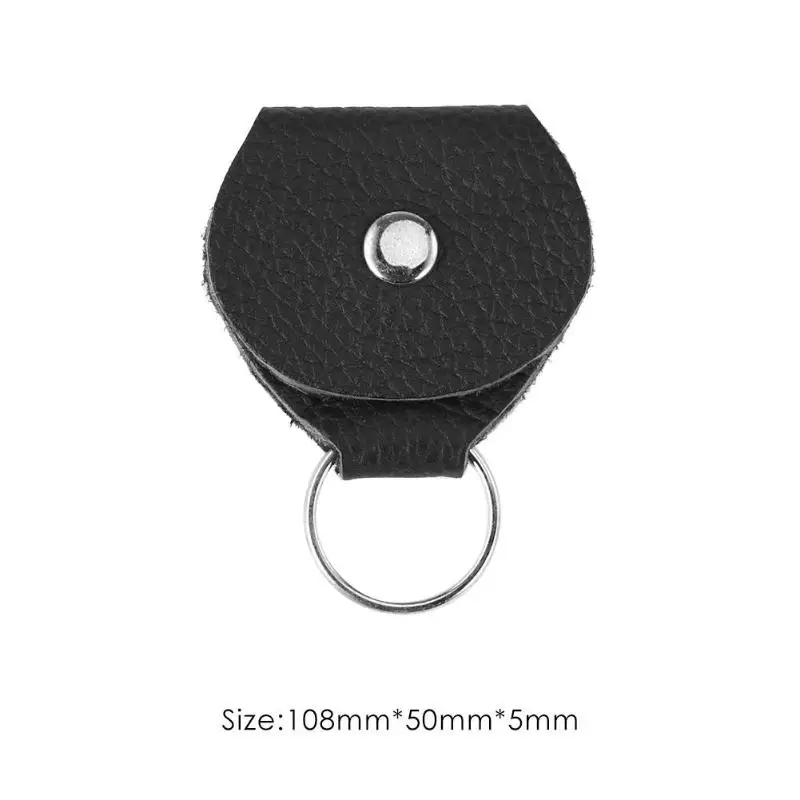 Leather Guitar Paddle Bag Atril Cowhide Metal Keychain Guitar Picks Holder Plectrum Case Collection Guitar Parts Accessories