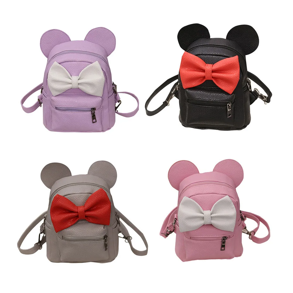 Рюкзак с Микки Маусом из искусственной кожи, Женская мини-сумка, женский рюкзак с милым бантом, рюкзаки для девочек-подростков, школьная сумка для девушек# YL5