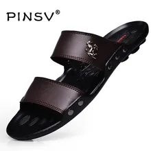 Sandalias calientes de La Venta Zapatos de Los Hombres de Verano Zapatillas Hombres Zapatillas de Playa Sandalias de LA PU Sandalias de Cuero Negro Hombre Homme Chausson PINSV