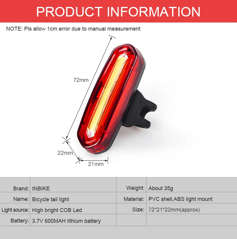 INBIKE велосипедная Лампа Новое поступление Велосипед фонарь MTB дорожный Usb заряжаемый светодиодный передний светильник хвост светильник набор Задний габаритный фонарь 516