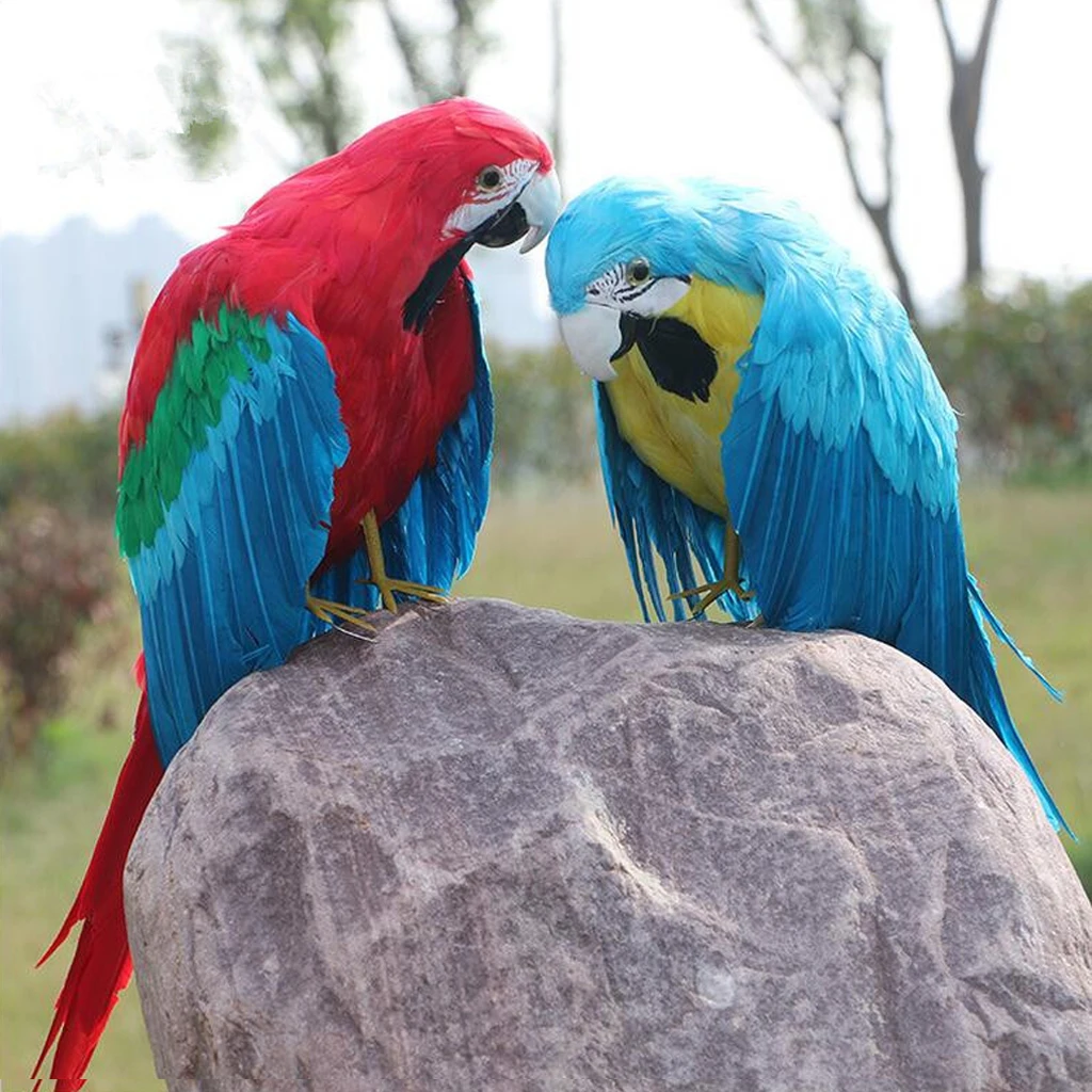 Set 2pc Artificial Realistic Parrots Birds For Garden Weding Home Decoration Lifelike Shape Beautiful Natural