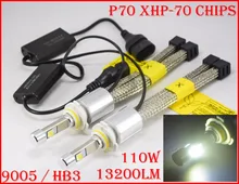 1 Conjunto de 9005 HB3 110 W XHP-70 P70 13200LM LEVOU Farol 4LED Chip Fanless Super Slim Kit de Conversão Fog Driving 55 W 6600LM 5 K 6000 K