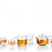 SAMA T110 Стекло мини Gongfu Чай комплект чайник фильтр 4 чашки с двойными стенками