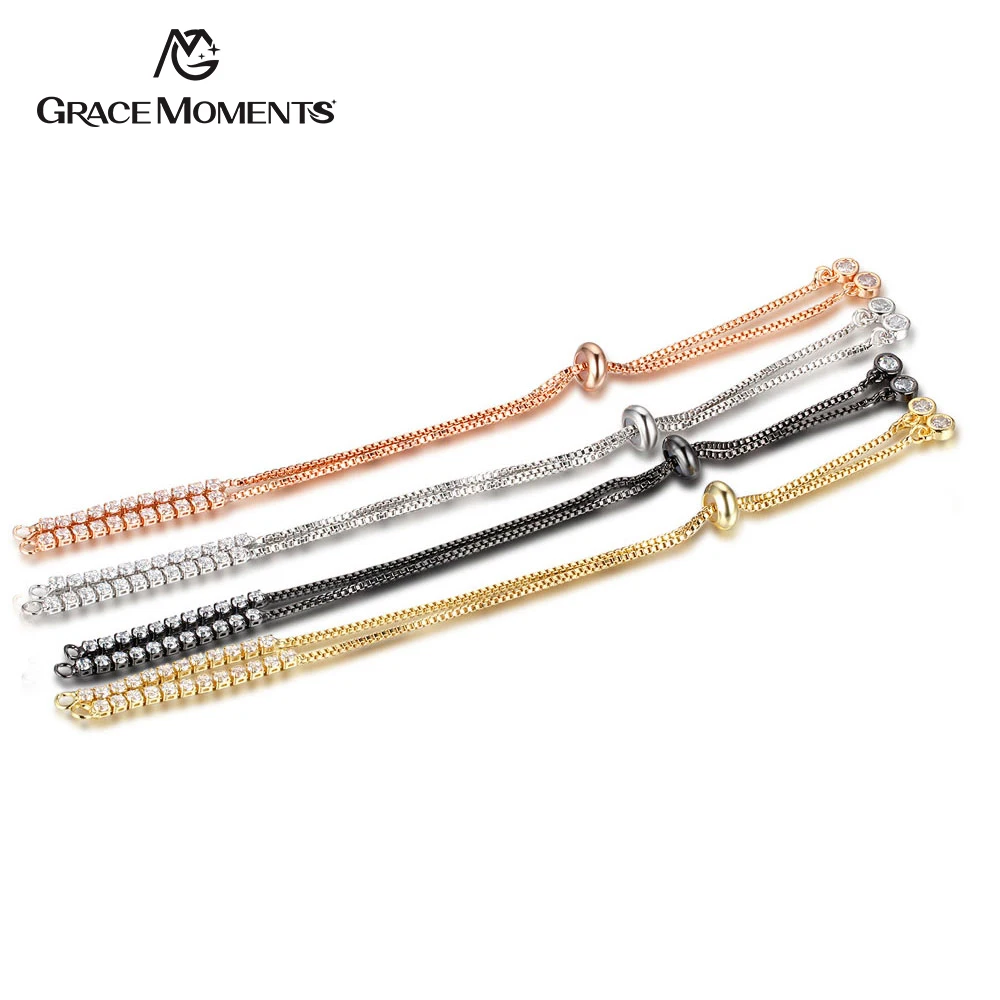 

3pcs/lot Copper Slider/Slide Extender Chain With CZ Tassel Charms For Jewelry Necklace Bracelet 4 Colors Adjustable DIY Jewelry
