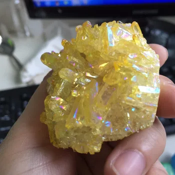 

D59-104g Healing Crystal Electroplating Yellow Quartz Cluster Specimen Bedroom Decor Accessories