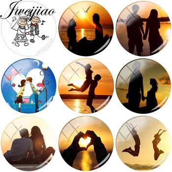 

JWEIJIAO Lovers Sweetheart Figure Silhouette Photo DIY Glass Cabochon Dome Charms For Love Earrings Necklace Brooch Custom Gift