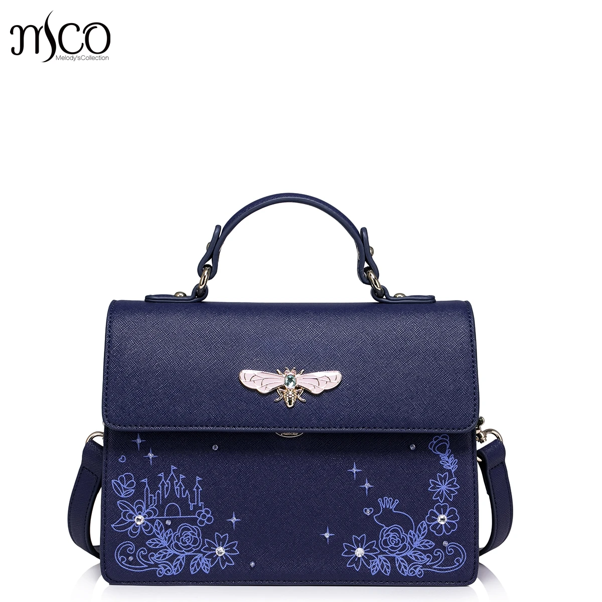 

Brand Design Luxury Flower Printing Diamond Bug Ladies Top Handle Handbag Beading Flap Messenger Bag For Women Shoulder Bags