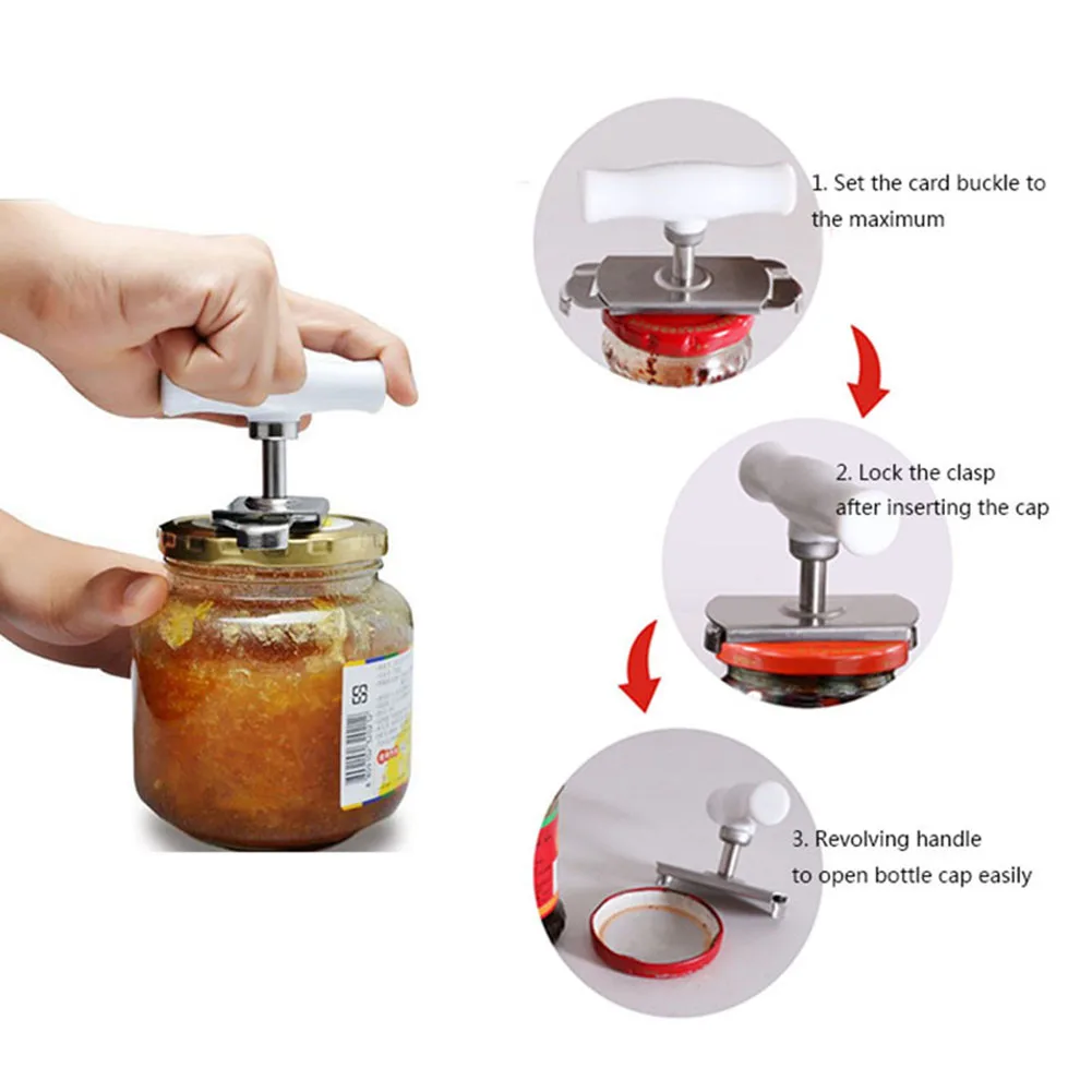 

Stainless Steel Bottle Opener Adjustable Jar Opener Lids Off Jar Opener Bottle Can Anti-slip Opener for Kitchen Bar